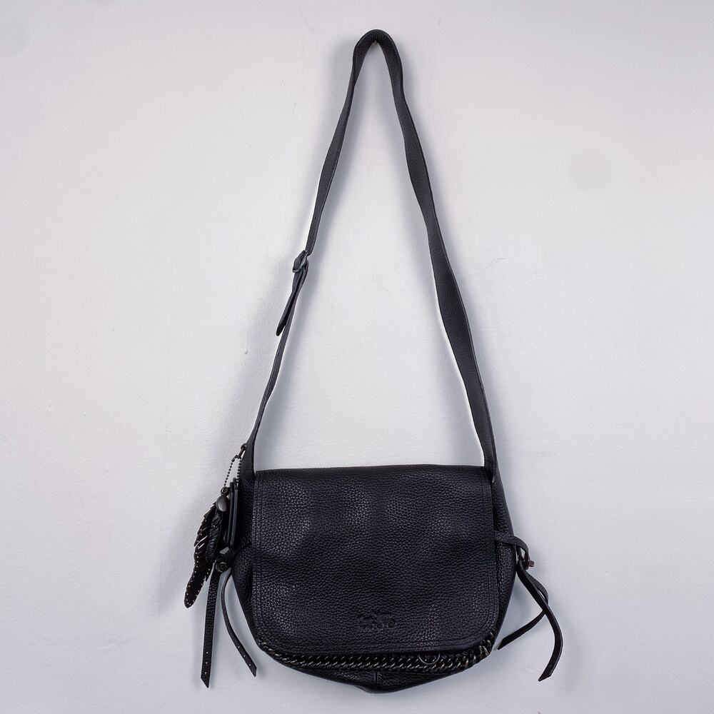 Coach Dakotah Black Whiplash Gunmetal Leather Crossbody Messenger Bag